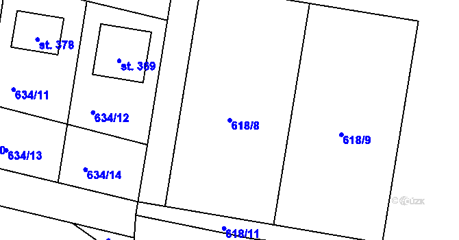 Parcela st. 618/8 v KÚ Chotyně, Katastrální mapa