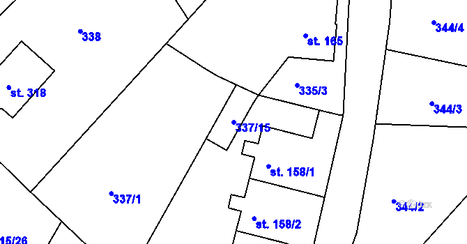 Parcela st. 337/15 v KÚ Chotyně, Katastrální mapa
