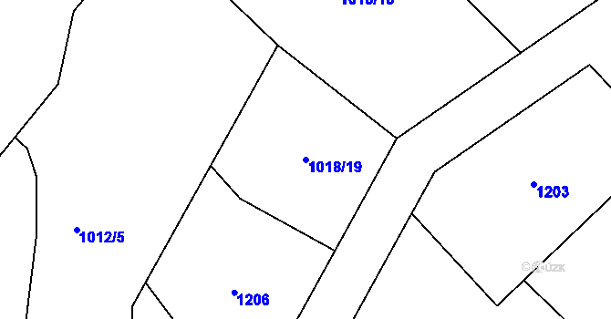 Parcela st. 1018/19 v KÚ Chotyně, Katastrální mapa