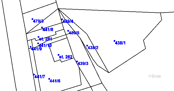 Parcela st. 438/2 v KÚ Chotyně, Katastrální mapa
