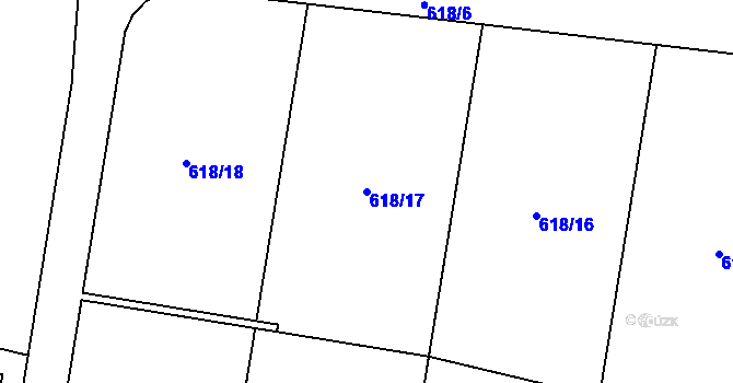 Parcela st. 618/17 v KÚ Chotyně, Katastrální mapa