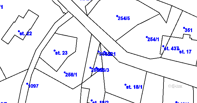 Parcela st. 256/4 v KÚ Chotyně, Katastrální mapa