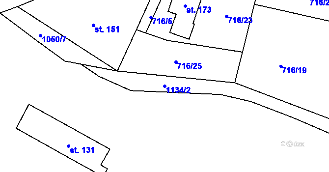 Parcela st. 1134/2 v KÚ Chotyně, Katastrální mapa