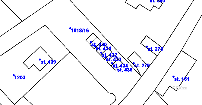 Parcela st. 432 v KÚ Chotyně, Katastrální mapa