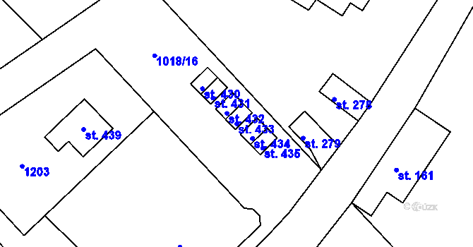 Parcela st. 433 v KÚ Chotyně, Katastrální mapa