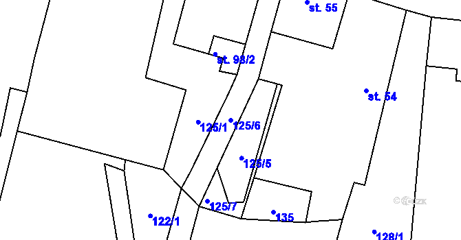 Parcela st. 125/6 v KÚ Chotýšany, Katastrální mapa