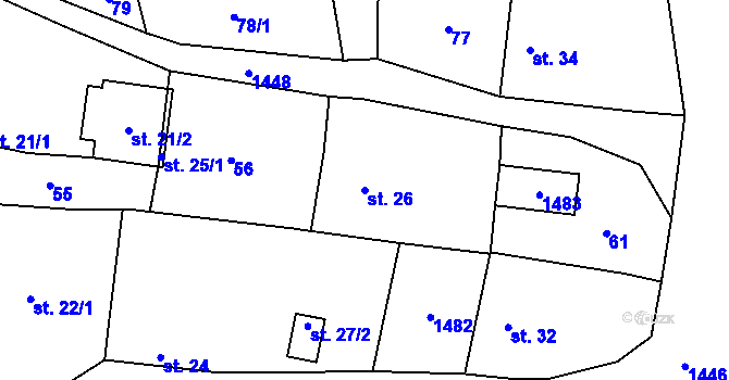 Parcela st. 26 v KÚ Chotýšany, Katastrální mapa