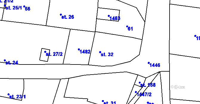 Parcela st. 32 v KÚ Chotýšany, Katastrální mapa