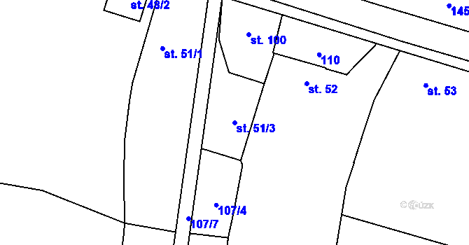 Parcela st. 51/3 v KÚ Chotýšany, Katastrální mapa