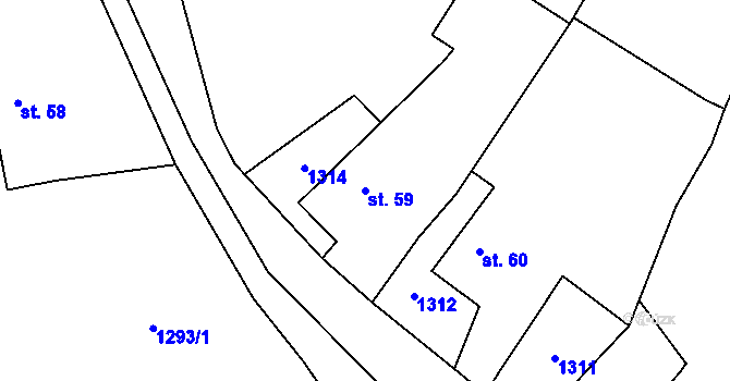 Parcela st. 59 v KÚ Chotýšany, Katastrální mapa