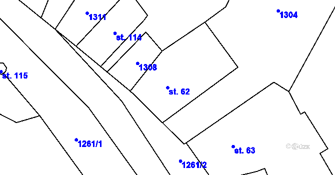 Parcela st. 62 v KÚ Chotýšany, Katastrální mapa