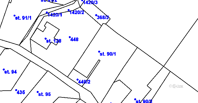 Parcela st. 90/1 v KÚ Chotýšany, Katastrální mapa
