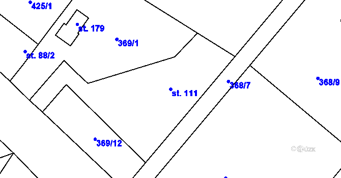 Parcela st. 111 v KÚ Chotýšany, Katastrální mapa