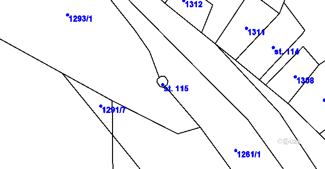 Parcela st. 115 v KÚ Chotýšany, Katastrální mapa