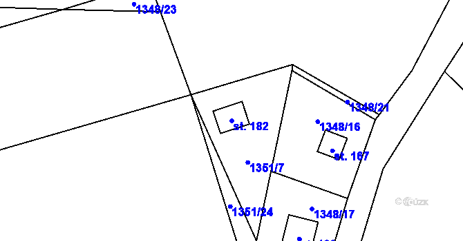Parcela st. 182 v KÚ Chotýšany, Katastrální mapa