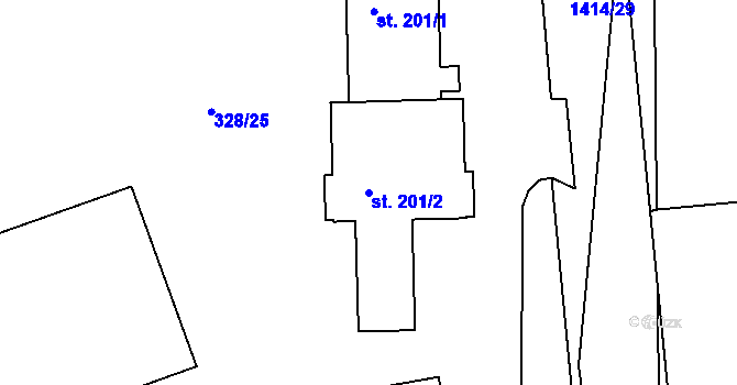 Parcela st. 201/2 v KÚ Chotýšany, Katastrální mapa