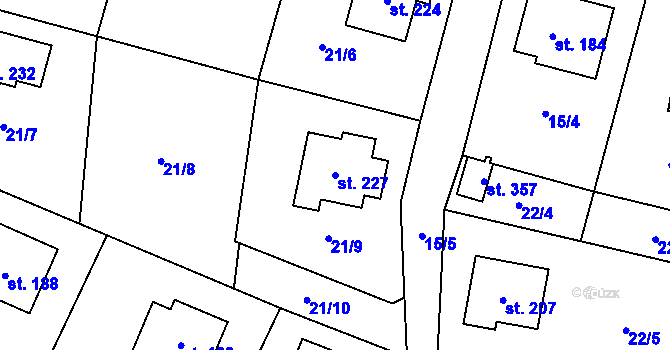 Parcela st. 227 v KÚ Chotýšany, Katastrální mapa