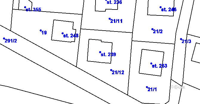 Parcela st. 239 v KÚ Chotýšany, Katastrální mapa
