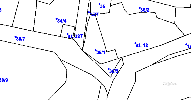 Parcela st. 36/1 v KÚ Chotýšany, Katastrální mapa