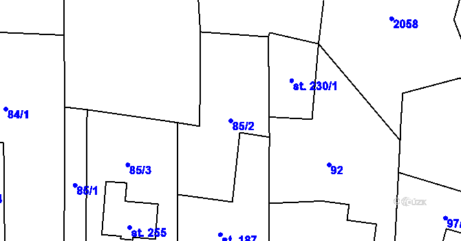 Parcela st. 85/2 v KÚ Chotýšany, Katastrální mapa