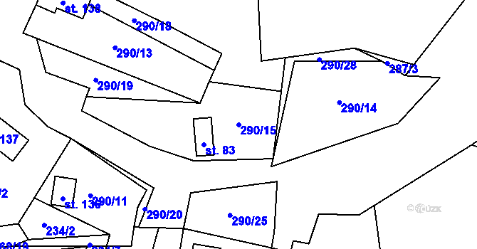 Parcela st. 290/15 v KÚ Chotýšany, Katastrální mapa