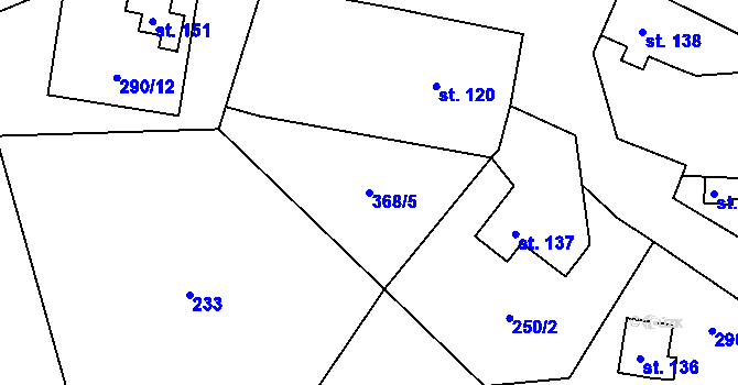Parcela st. 368/5 v KÚ Chotýšany, Katastrální mapa