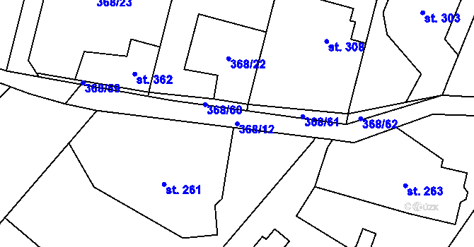 Parcela st. 368/12 v KÚ Chotýšany, Katastrální mapa