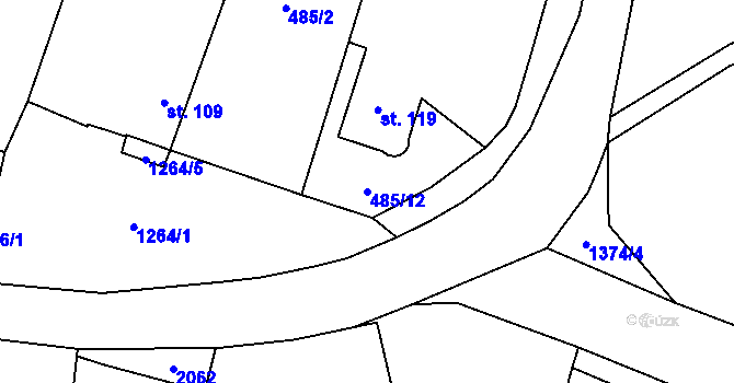 Parcela st. 485/12 v KÚ Chotýšany, Katastrální mapa