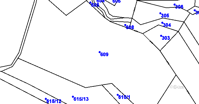 Parcela st. 609 v KÚ Chotýšany, Katastrální mapa