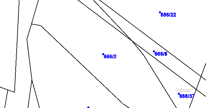 Parcela st. 666/2 v KÚ Chotýšany, Katastrální mapa