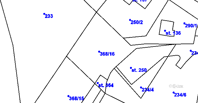 Parcela st. 368/16 v KÚ Chotýšany, Katastrální mapa