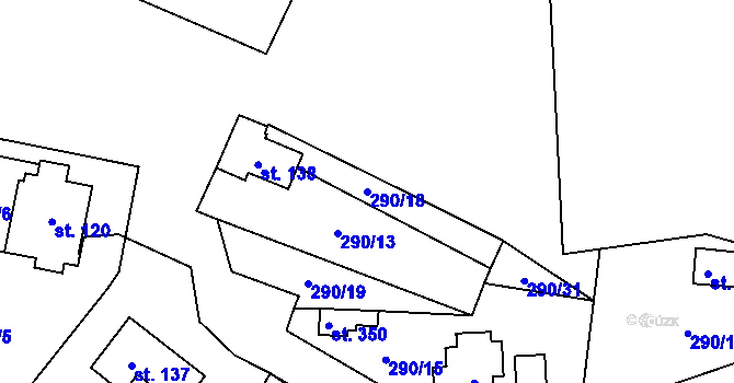 Parcela st. 290/18 v KÚ Chotýšany, Katastrální mapa