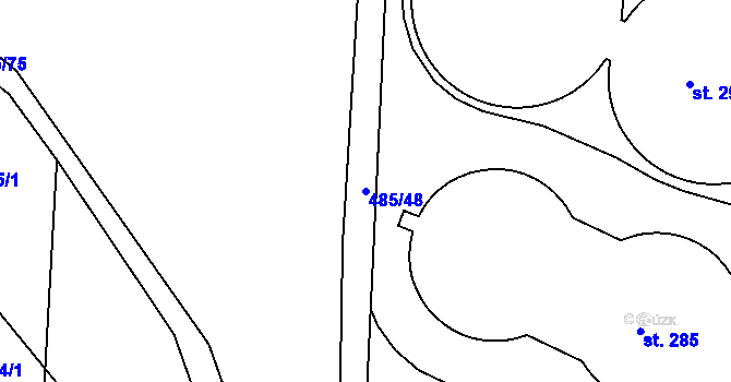 Parcela st. 485/48 v KÚ Chotýšany, Katastrální mapa