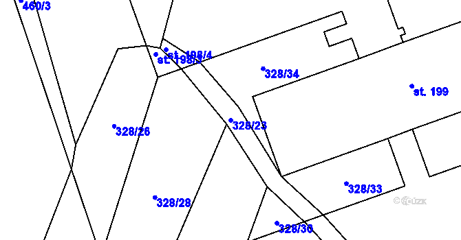 Parcela st. 328/23 v KÚ Chotýšany, Katastrální mapa
