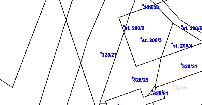 Parcela st. 328/27 v KÚ Chotýšany, Katastrální mapa