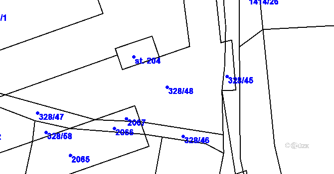 Parcela st. 328/48 v KÚ Chotýšany, Katastrální mapa