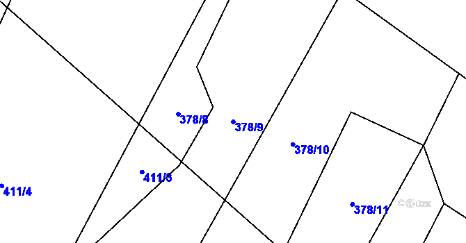 Parcela st. 378/9 v KÚ Chotýšany, Katastrální mapa