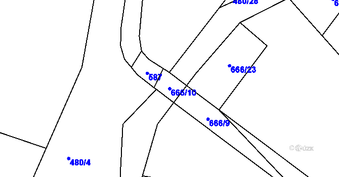 Parcela st. 666/10 v KÚ Chotýšany, Katastrální mapa