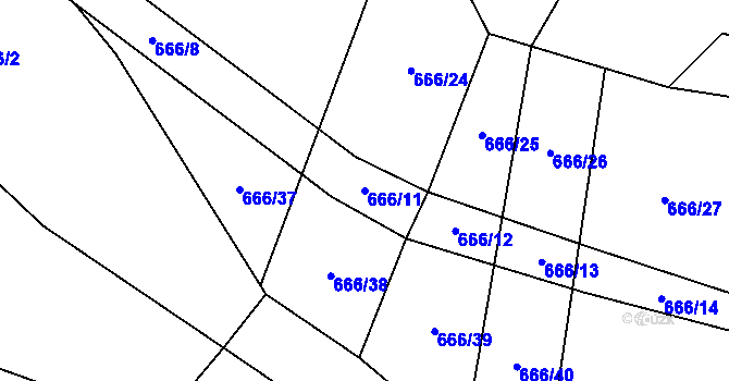 Parcela st. 666/11 v KÚ Chotýšany, Katastrální mapa
