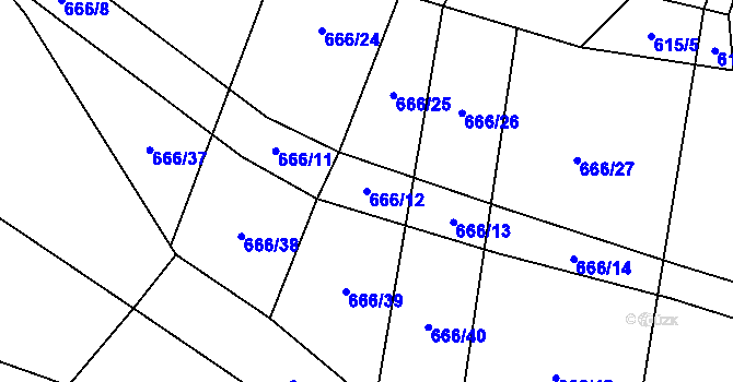Parcela st. 666/12 v KÚ Chotýšany, Katastrální mapa