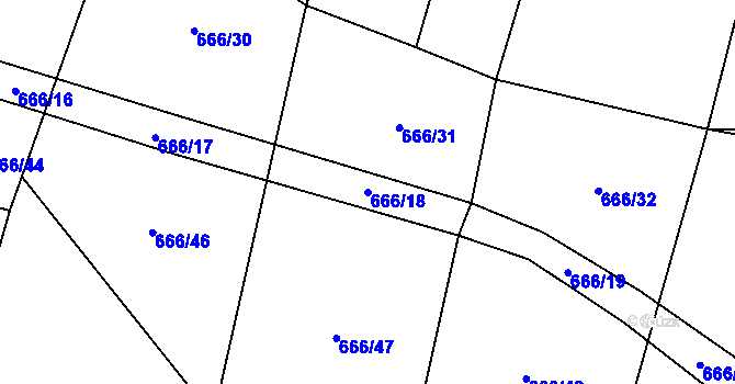Parcela st. 666/18 v KÚ Chotýšany, Katastrální mapa