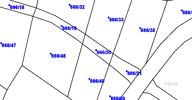 Parcela st. 666/20 v KÚ Chotýšany, Katastrální mapa