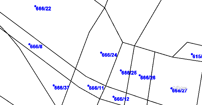 Parcela st. 666/24 v KÚ Chotýšany, Katastrální mapa