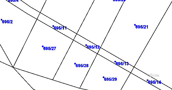 Parcela st. 695/12 v KÚ Chotýšany, Katastrální mapa