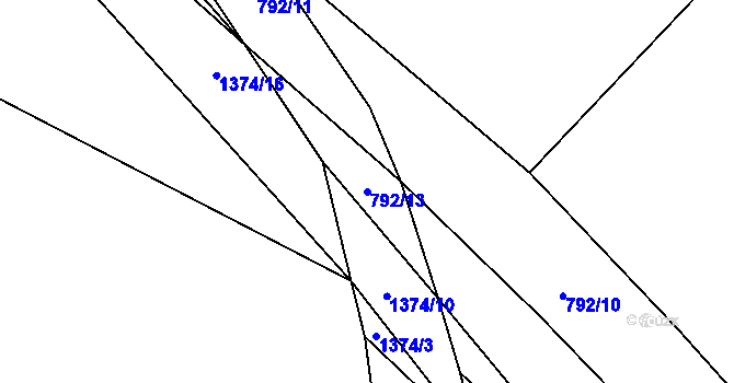 Parcela st. 792/13 v KÚ Chotýšany, Katastrální mapa