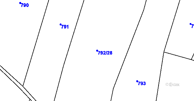 Parcela st. 792/28 v KÚ Chotýšany, Katastrální mapa