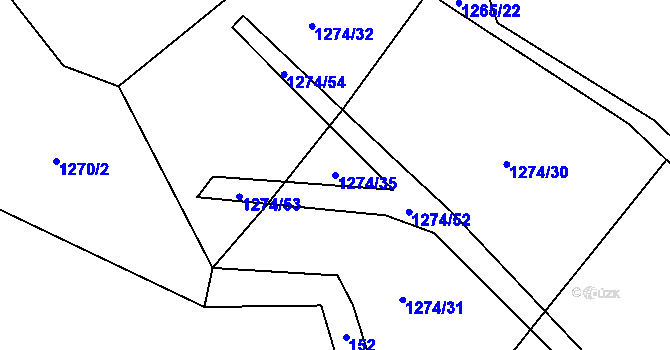 Parcela st. 1274/35 v KÚ Chotýšany, Katastrální mapa