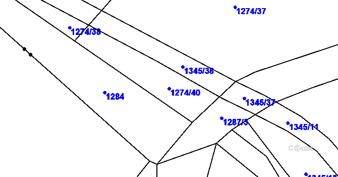 Parcela st. 1274/40 v KÚ Chotýšany, Katastrální mapa