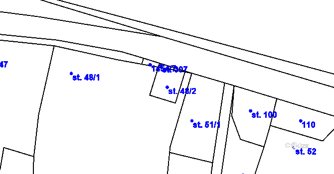Parcela st. 48/2 v KÚ Chotýšany, Katastrální mapa