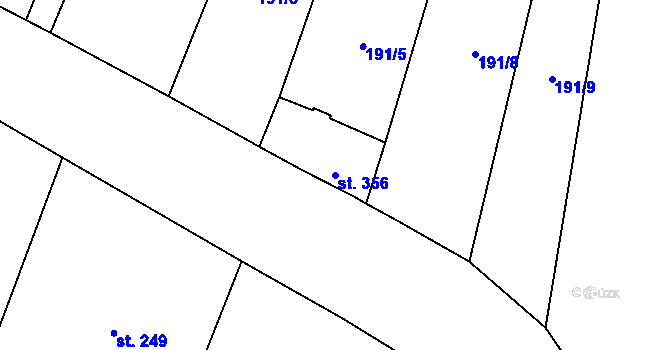 Parcela st. 356 v KÚ Chotýšany, Katastrální mapa